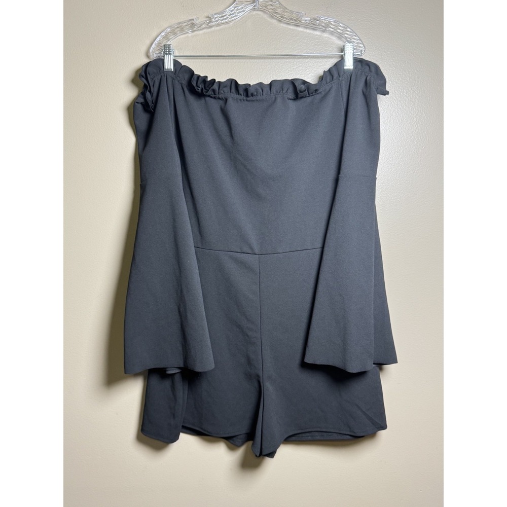 Plus Size Black Off the Shoulder Romper Size 2XL